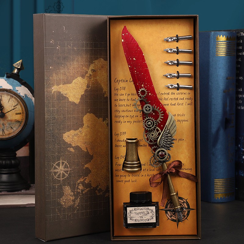 Quill Pen and Ink Set Vintage Elegant Style Smoothly Writing
