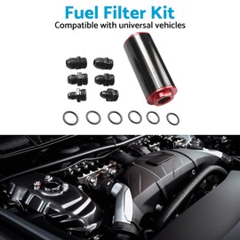 MAX COOL Fuel Filter AN6 AN8 AN10 Adapter 100 Micron High Flow Aluminium Alloy Racing Fitting Kit Universal 50MM