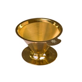 ATHIA Golden Stainless Steel Reusable Coffee Filter, Pour Over Cone Dripper with Fine Mesh, Paperless & Eco-Friendly Design, Fits Most Mugs, Carafes & Coffee makers (Golden, Standard)