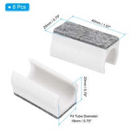 PATIKIL 19mm Rectangle Chair Leg Cover with Felt Pad, 8Pcs Slide Smoothly No Scratches No Noise Furniture Feet Hardwood Protectors Tips Floor Glides Tubing Caps for Office, White Grey