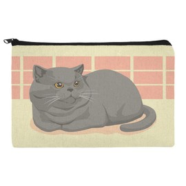 Chubby British Short Hair Grey Cat Makeup Cosmetic Bag Organizer Pouch