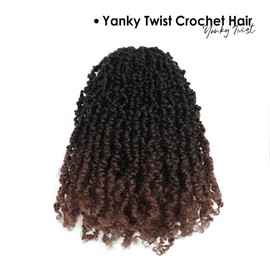Yanky Twist Crochet Hair 12 Inch 9 Packs Pre-twisted Fluffy Spring Mini Twist Passion Twist Braids Pre-Looped yankee Twists Crochet Hair (OT4/30#, 12INCH (Pack of 9）)