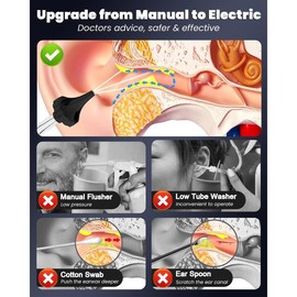Ear Wax Cleaner Removal, DIY Water  Ear Irrigation Flushing System with 4  Modes, Electric Ear Flushing Kit for Adults Earwax Remover Cleaning Tool Ear Washer for Humans - Color: Black