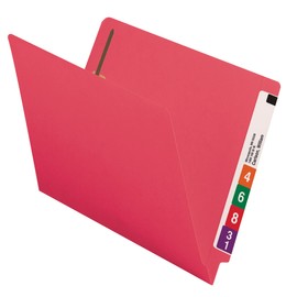 Smead End Tab Fastener File Folder, Shelf-Master Reinforced Straight-Cut Tab, 2 Fasteners, Letter Size, Red, 50 per Box (25740)