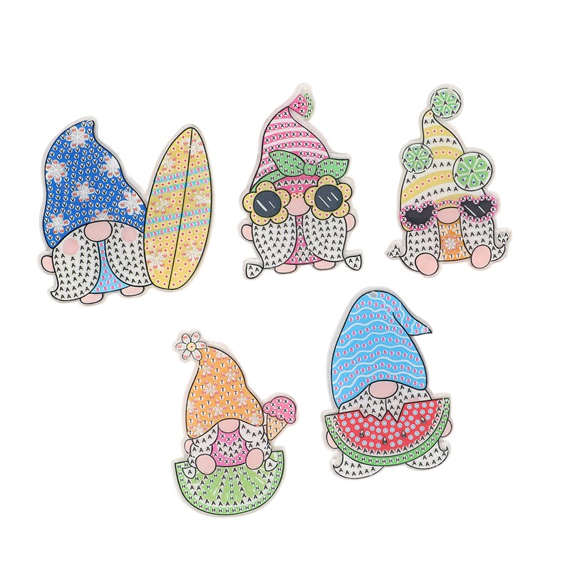 DIY Rhinestone Painting Keychains Cute Dwarfs Shape Stress Relief Improve