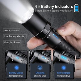 NEXTORCH P81 Rechargeable Flashlight High Lumens, 3000 Lumens LED Tactical Flashlight with 5 Modes & Strobe & Ceramic Glass Breaker for Night Duty, Outdoor Adventure, Self-Protection, Daily Use