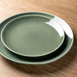 AmorArc Ceramic Appetizer Plates Set of 2, 8.25 Inch Large Stoneware Salad Plates for Kitchen, Microwave& Dishwasher Safe, Scratch Resistant Stoneware Plates-Jade Green