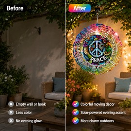 Solar 3D Owl Wind Spinner – 360° Rotating Metal Garden Decor with Colorful LED Light for Patio, Yard & Outdoor Hanging