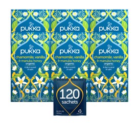 Pukka Organic Tea Bags, Chamomile, Vanilla & Manuka Honey Herbal Tea, Perfect for Moments of Calm, 20 Count (Pack of 6) 120 Tea Bags