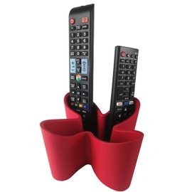 ANKIMI Cozy Remote Control Holder and TV Remote Organizer - Holds up to Four Remote Controls Non-Slip Rubber - Perfect for End Table or Nightstand (Rojo)