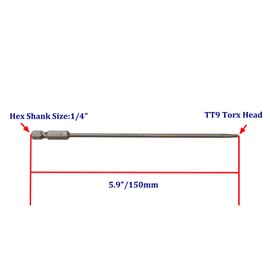 Rannb TT9 Torx Screwdriver Bits 1/4-inch Hex Shank,S2 Steel Magnetic Tips Torx Bits Set 4-inch Length (10pcs)