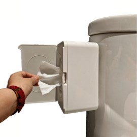 Wipe Holder for Bathroom Toilet 2 in 1 Wipes Dispenser Repeatable Paste Concealed Flushable Wipes Dispenser with Tool-Free Installation Keeps Wipes Moist