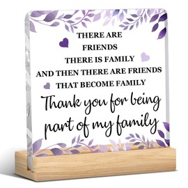 Friendship Gifts for Women Besties Girls Birthday Parting Retirement, Friends Become Family, Cute Home Decoration Acrylic Plaque, Suitable for Home Living Room Bedroom