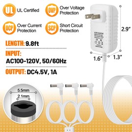 Aulock 4.5V Power Adapter Compatible with Lemax Christmas Village Accessories - AC/DC Adapter Replacement for Lemax Village Collection House Light Plug Cord, 3 Outputs 1pack