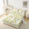 QOOMO Cute Bunny Microfiber Flat Fitted Sheets for Children Green