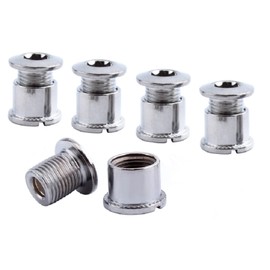 Set of 5, Bicycle Chainring Bolts, M8 Steel, Le Chainring Bolt for Road Bikes, Mountain Bikes (Silver B-Double Disk)
