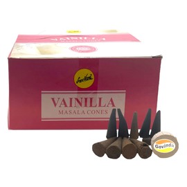 Sreevani Natural Masala Incense Cones and Holder Bundle, 120 Cones Total, Vanilla