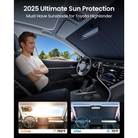REEVAA 2025 Upgraded Windshield Sun Shade for Toyota Highlander 2020-2025 [Tailored Fit, 99% Sun Protection] Protect Interior & Keep Cool, Foldable Sunshade Car Accessories with Storage Bag