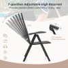 Costway Patio Folding Dining Chair with 7-Level Adjustable High Backrest