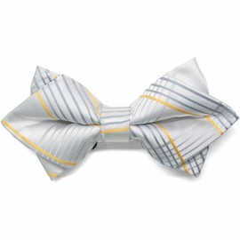 tiemart Diamond Tip Bow Tie (Soft Gray Jeffrey Plaid)