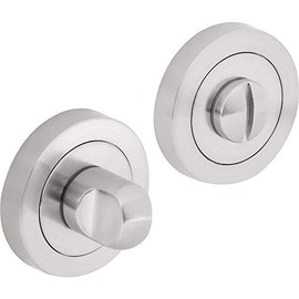 Designer Levers - Bathroom Toilet WC Door -Thumbturn Twist & Release Lock - Brushed Nickel - Screw On Rose - Set