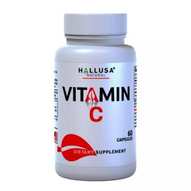 HALLUSA NATURAL VITAMIN C 1000mg - Powerful Antioxidant - Immune System - Supplement - 60 Cap