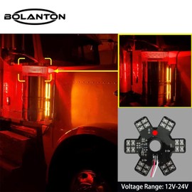 2PCS Air Cleaner LED Light 5" Truck Decorative Hex Style Air Filter Lamp for Peterbilt, Kenworth, Trailers, RVs', Campers Support IP67 12-24V Sold Individually(Red)