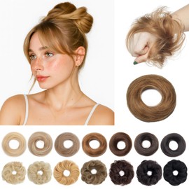 SEGOHAIR Hair Bun 100% Human Hair Natural Straight Messy Bun Hair Piece with Elastic Scrunchie for Women & Girls- 1 PCS Light Brown