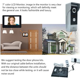 AMOCAM Video Intercom System, 7 Inches Video Doorbell Door phone System, Wired Video Door Phone HD Camera kits Dual-way Intercom for Villa House Office Apartment 1-IR camera 2-LCD color monitor