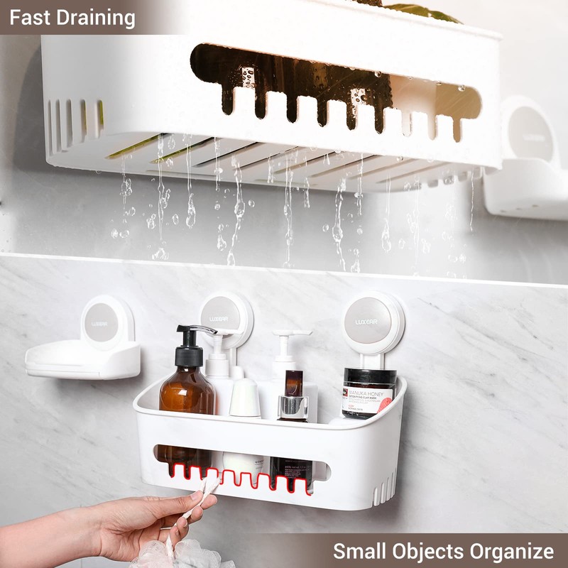 LUXEAR 4 Pack Shower Caddy Set - Suction Cup Shower