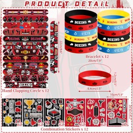 Obussgar Boxing Party Favour Supplies including Boxing Gift Bags, Stickers, Badges, Wristbands for Boxing Theme birthday party