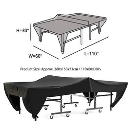 Jenngaoo Table Tennis Tablecloth, Foldable Table Tennis Table Cover, Polyester, Waterproof, Dustproof, Indoor, Outdoor, Sports Equipment Protector, Black