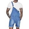 Runcati Mens Denim Shorts Bib Overall Jean Romper Casual Loose