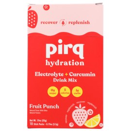 Pirq Electrolyte + Curcumin Hydration Drink Mix, Fruit Punch, Vegan Friendly, Kosher, Gluten Free & Non-GMO, 10 Stick Packs (Pack of 1)