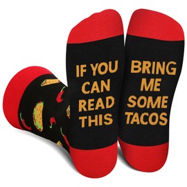 AGRIMONY Funny Socks for Men Dad Women - If You Can Read This Bring Me TACOS Novelty Socks - Fathers Valentines Day Christmas Gifts Stocking Stuffers-Mens Boys Teens Crazy Colorful Funky Cotton Socks