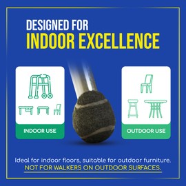 Furniture Footies Precut Tennis Balls for Walkers & Chairs – Heavy-Duty Glide Pads for Tables & Desks – Floor Protector Accessory for Mobility Aids – Scratch-Resistant – 2.4 Inch Black, 16 Count