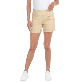 LRD Womens Golf Shorts 5 Inch Inseam Quick Dry Elastic Hiking Short with Pockets, Khaki, X-Large
