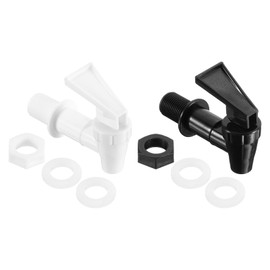 sourcing map 2 Sets Replacement Cooler Faucet, Reusable Plastic Spigot for Beverage Dispenser Parts, Outdoor Faucet Water Jug Spigot Tapes, Black and White