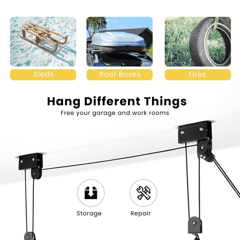 VIVOHOME Kayak Hoist 2-Pack, Overhead Garage Storage Pulley System for