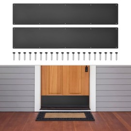 GLOKUUCA 2 Pcs Door Kick Plates - 6 x 34 Inches Kick Plates for Exterior Interior Doors Protection Decor, 1.5mm (1/16 Inch) Thickness Rectangular Aluminum Door Push Plate (Black)