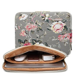 KAYOND Gery Rose Patten Canvas Water-Resistant 15.6 Inch Laptop Sleeve case for 15inch 15.4inch 15.6inch Notebook Computer