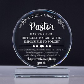 Pastor Appreciation Gifts, Thank You Gift for Pastor Gifts for Men Women, Engraved Crystal Pastor Appreciation Plaque, Birthday Gift for Pastor, Minister, Priest, Pastor Religious Christian