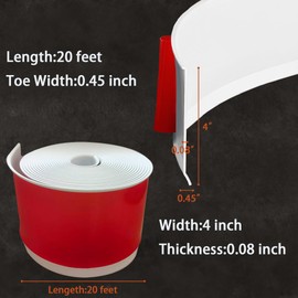Tridotpul Vinyl Wall Base Baseboard Molding Trim 4" Flexible Self Adhesive Rubber Wall Base Moulding Trim Peel and Stick Design(20Ft, White)