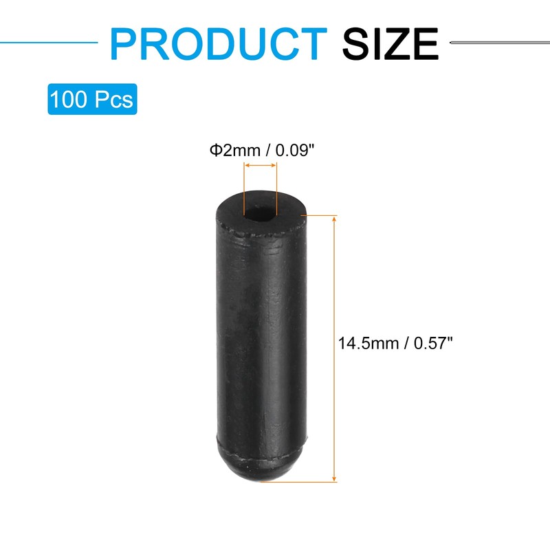 uxcell 100Pcs Silicone End Caps, 2mm(1/16") ID 14.5mm(9/16") Height Round