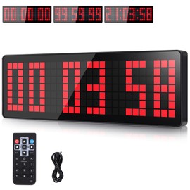 AnExer Gym Timers, 13.2" Large Digital Wall Timer Clock with Countdown & Up Stopwatch, Remote Control for Living Room, Office, Kitchen, Classroom, Gym Red
