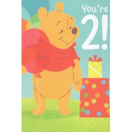 Heartline Winnie the Pooh Happy 2nd Second Birthday Card (Age 2) - You're 2! It's You're-Turning-Two Day and Look-How-You-Grew Day For Someone as Cute as Can Be! - Pooh Bear