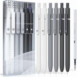 KALARA Aesthetic Gel Ink Pens, 0.5mm Fine Point for Smooth Writing, 6ct + 1 Refills No Smear & Bleed Quick Dry, Retractable, Ideal for Journaling and Note-Taking, Stylish Office and School Supplies