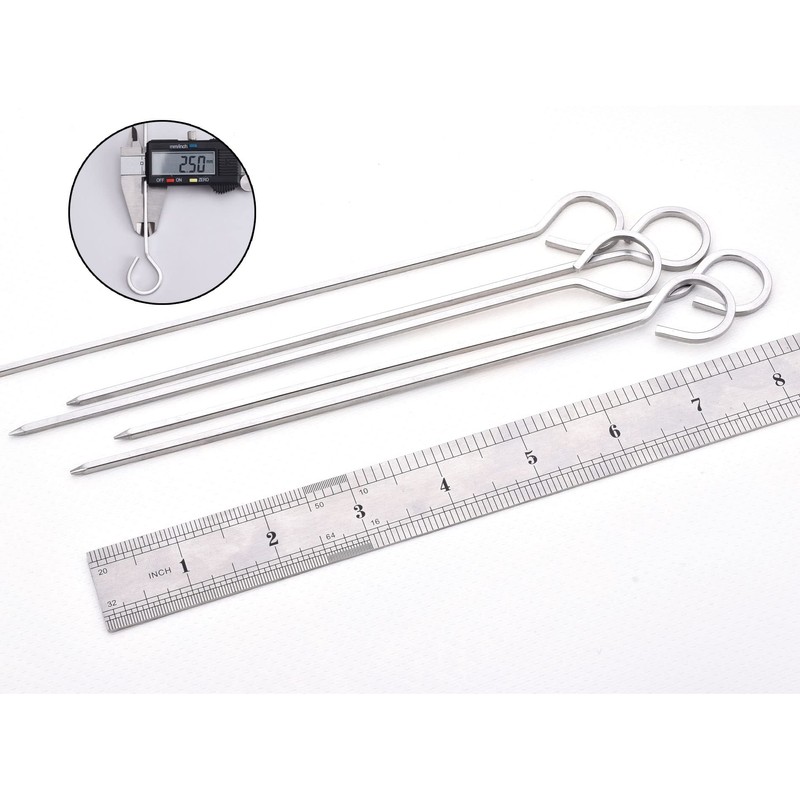 HONSHEN 24 pack Square Grilling Skewers, 8 inch Stainless Steel