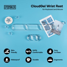 EPOMAKER CloudGel Wrist Rest for Keyboard and Mouse, 2 Pieces Gel Wrist Support, Anti-Slip Rubber Bottom, Ergonomic Design, Suitable for Office/Computer/Laptop/Gaming (Clear)