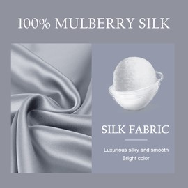 OLESILK 100% Silk-Pillow-Cases 2 Pack Queen Size for Hair and Skin, Mulberry Silk-Pillowcase with Hidden Zipper, Cooling Breathable Smooth, Silver Grey, 20''×30''